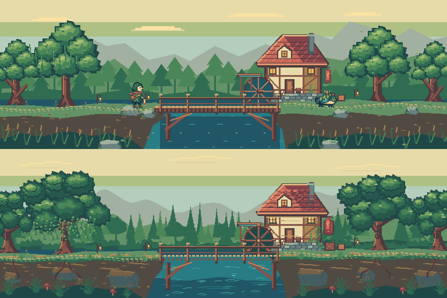 Lantern Ford before and after the art direction revision
